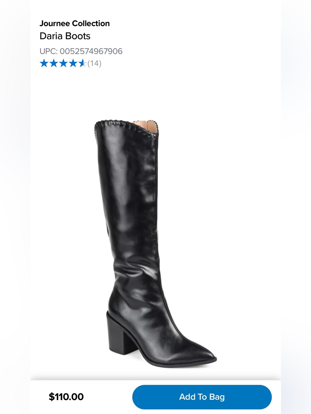 Journee Collection Black Daria Over-the-Knee Block Heel Boots